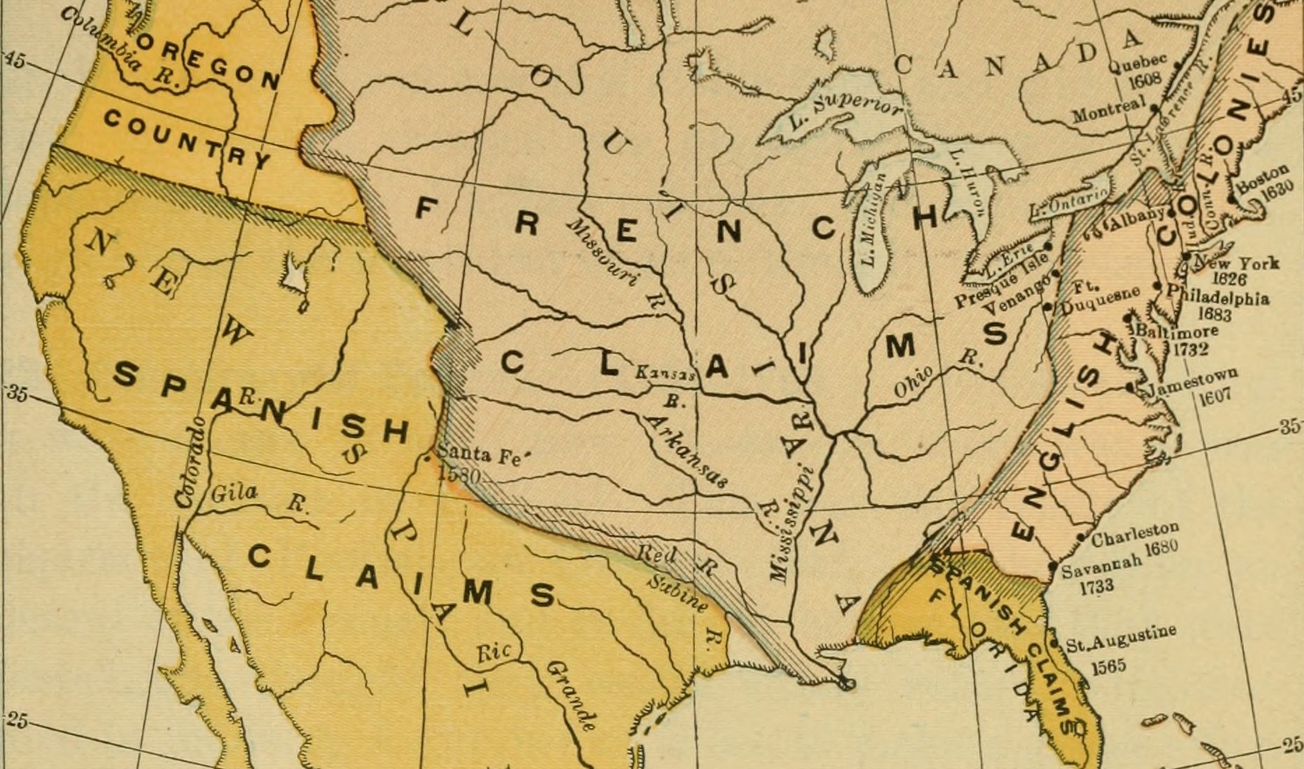 Map of North America, Colonial