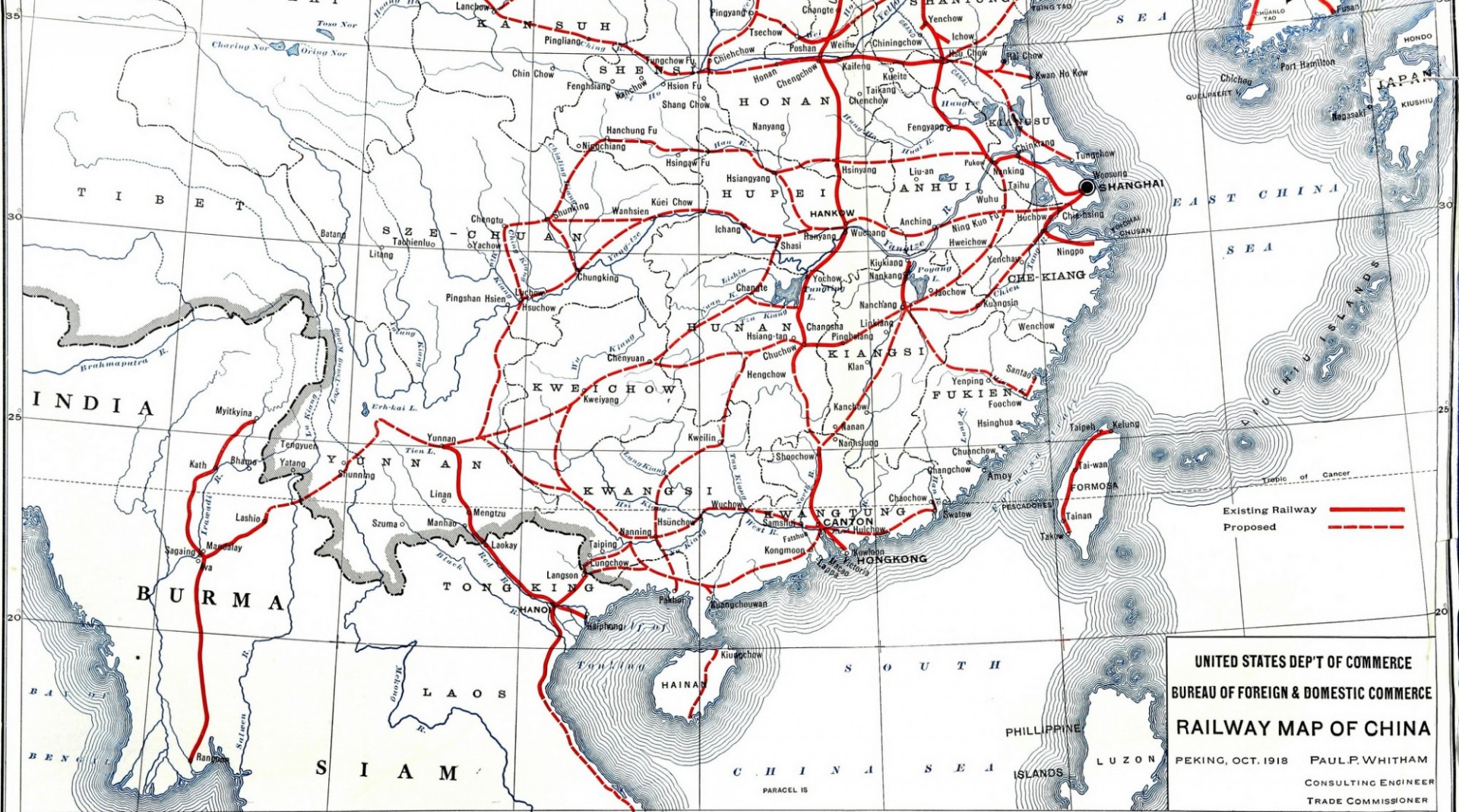 Railway map of China, 1918