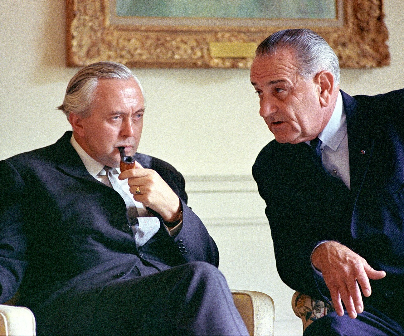 Lyndon B. Johnson meets with Prime Minister Harold Wilson 1966