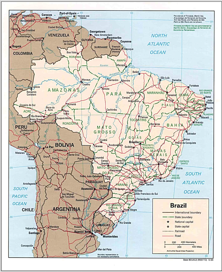 Map of Brazil. Source: Perry-Castañeda Library Map Collection, University of Texas at Austin.
