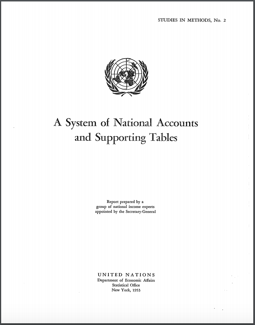 System of National Accounts 1953 report. Source: United Nations.