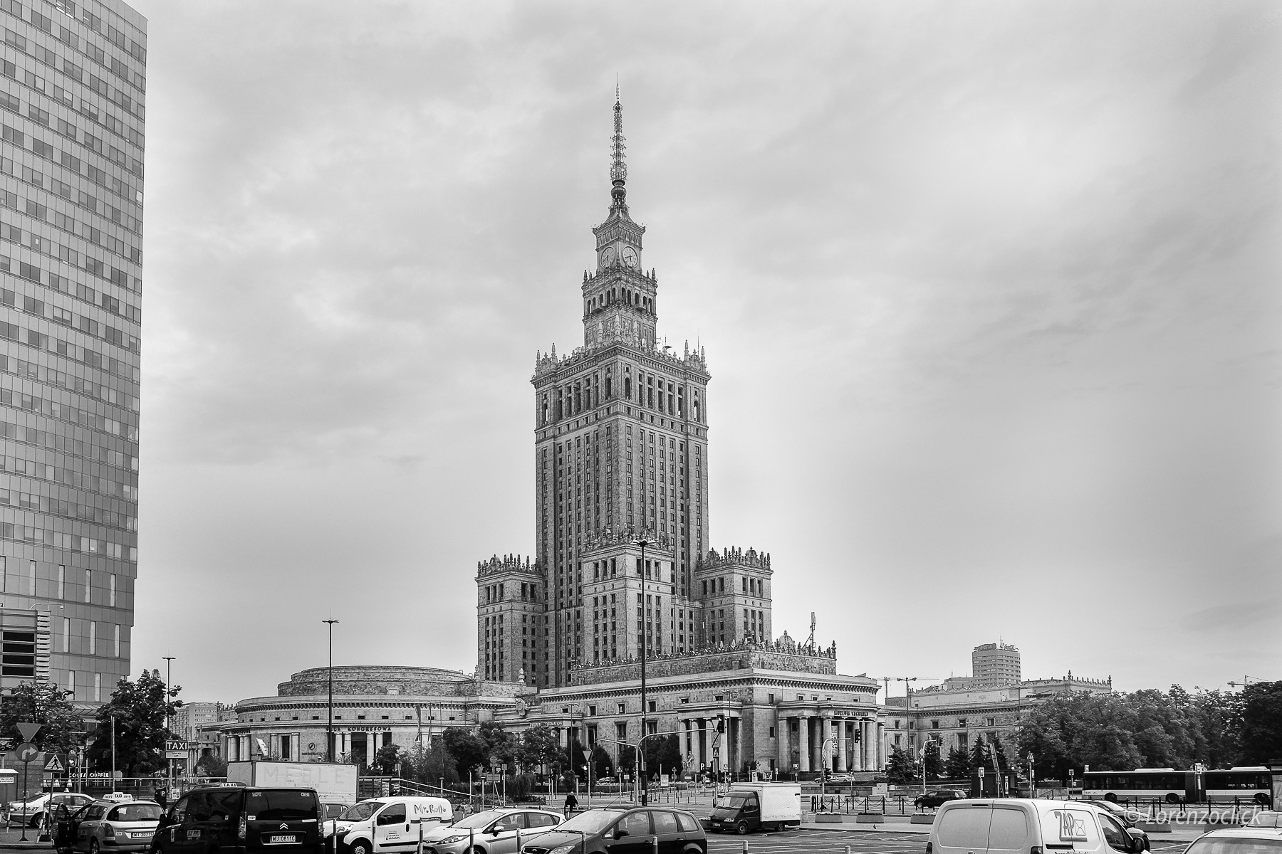 The Palace of Culture and Science in Warsaw, conceived as a "gift of Stalin" and completed in 1955. Source: Lorenzoclick, on Flickr. CC BY-NC 2.0.