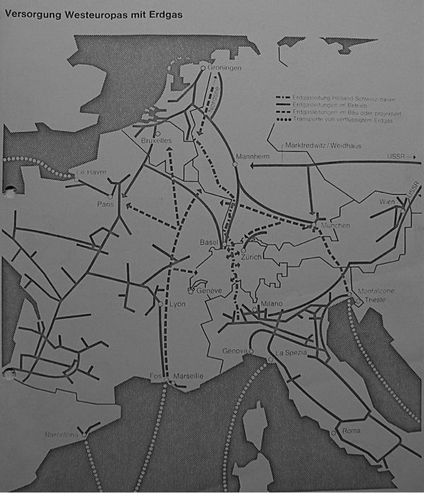 Netherlands Foreign Affairs Archive, Document Nr. 8457: Map “Versorgung Westeuropas mit Erdgas (Natural Gas Supply Western Europe)”, Folder “Aardgasvoorziening in Europa, leveranties door NAM (Natural Gas Supply in Europe, Deliveries by the NAM)”