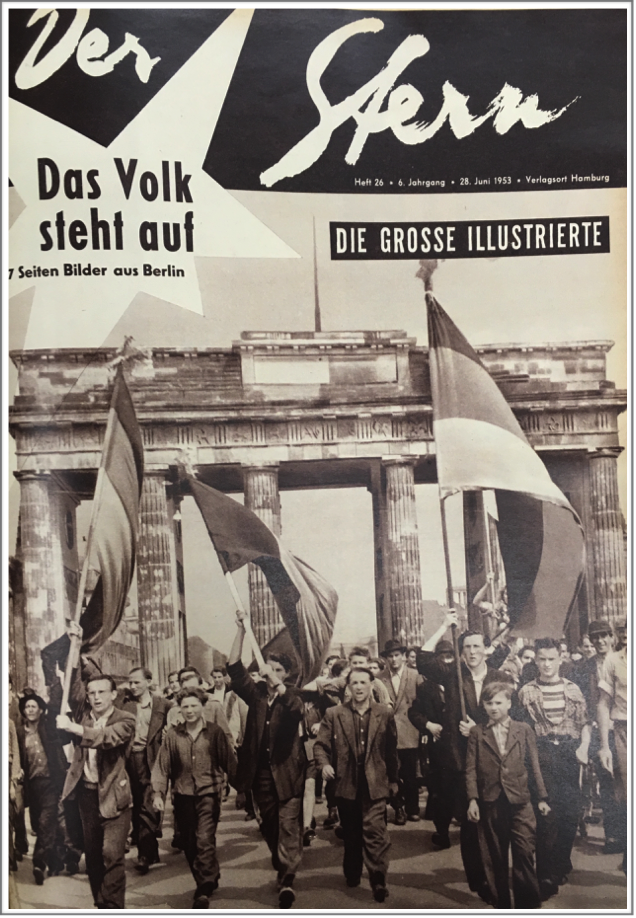 Protestors during the East German Uprising of 1953 on the cover of stern. Source: stern, June 28, 1953.