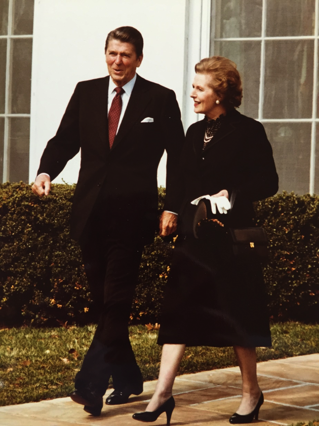 Reagan and Thatcher striding outside the Oval Office, Washington, February 26, 1981. Source: THCR 8/1/35, CAC.