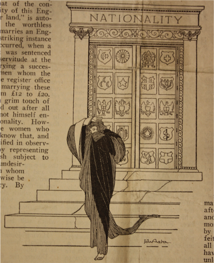 Image accompanying Helena Normanton’s “The Birthright of Nationality,” in Good Housekeeping, July 1924. Source: LSE, The Women’s Library, 7HLN/C/03, folder 1.