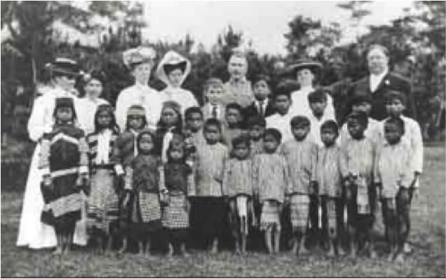Governor of the Philippines William Howard Taft, American women teachers, and Filipino students. Source: "To Islands Far Away: The Story of the Thomasites and Their Journey to the Philippines (The Log of the Thomas)" (Manila: Public Affairs Section, U.S. Embassy, 2001), 7.