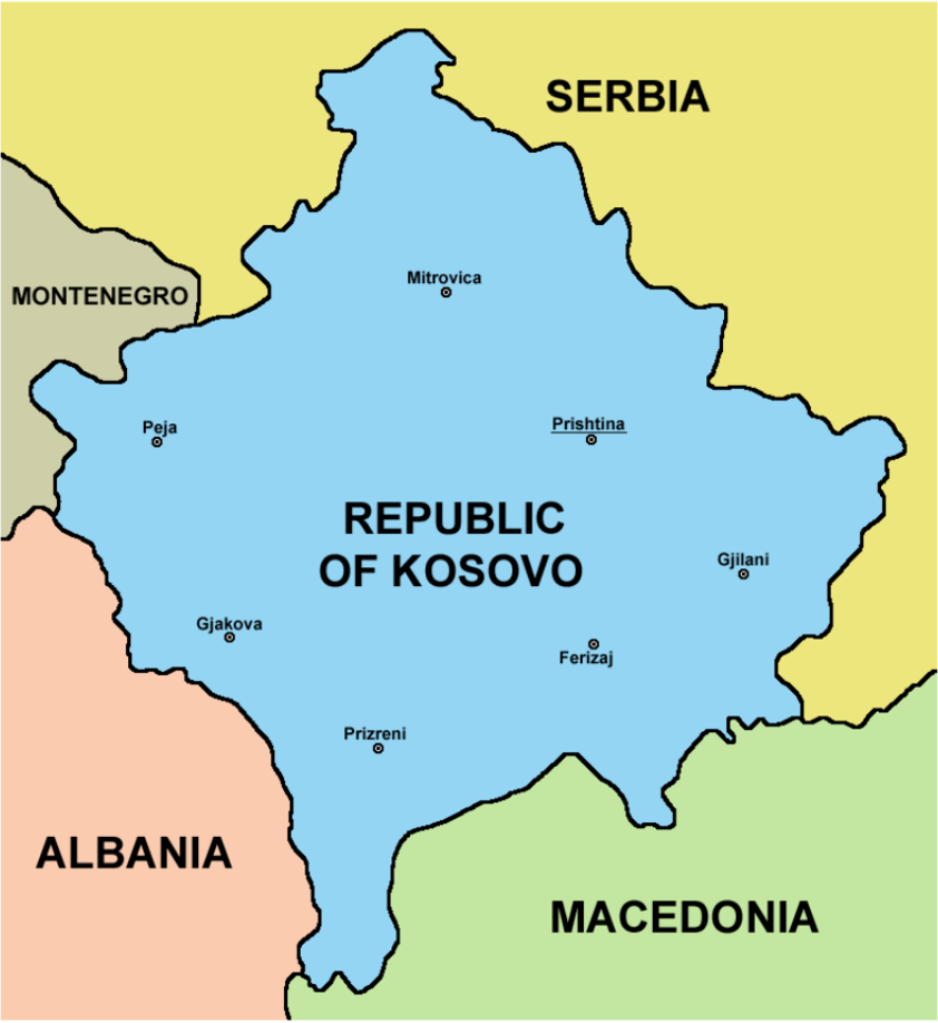 Map of the self-proclaimed Republic of Kosovo. Source: PANONIAN, on Wikimedia Commons. CC0.