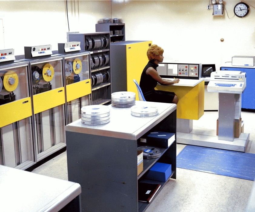 Woman at work in computer lab