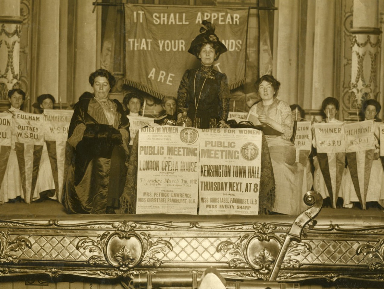 Emmeline Pankhurst speaking at a Women's Social & Political Union. Source: LSE Library, Flickr - No known copyright restrictions