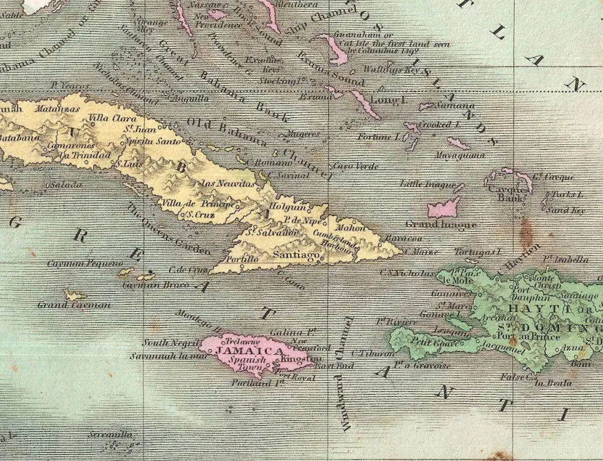 1827 Map of the West Indies and Caribbean