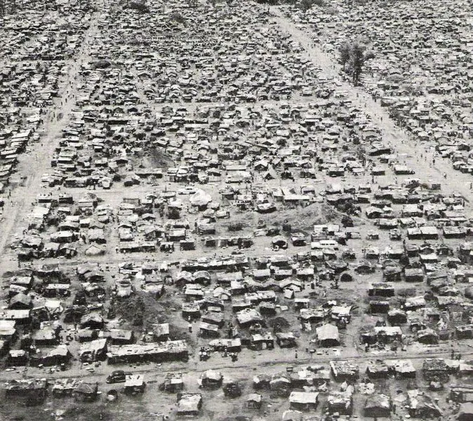A UN refugee camp set up for Baluba people a few miles from Elisabethville during the Congo Crisis, 1962. Source: The war in Katanga; the United Nations in the Congo, report of a mission