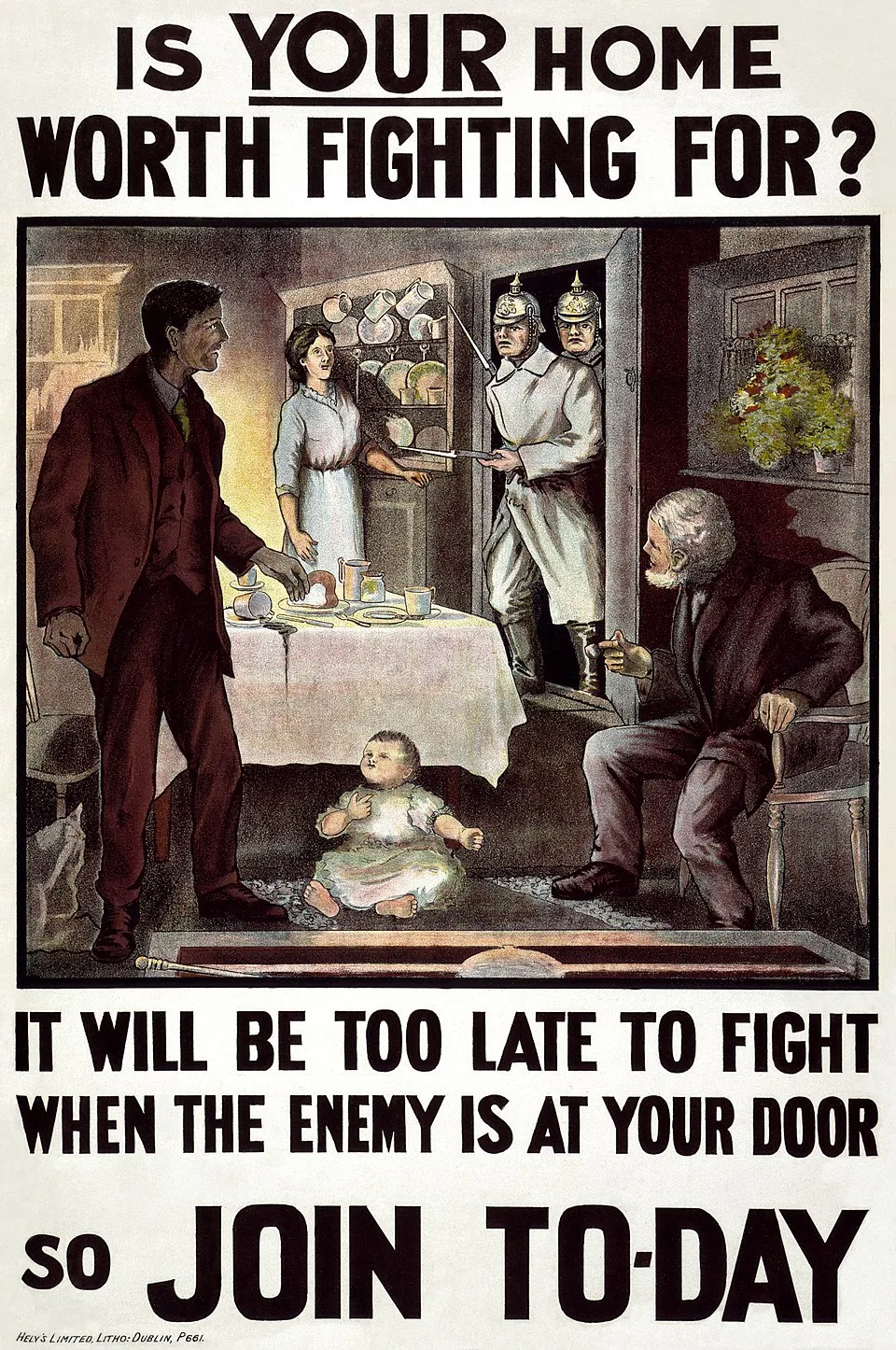 Restoration of an Irish poster from WWI, by Hely's Limited, Dublin, July 1915. Source: Library of Congress
