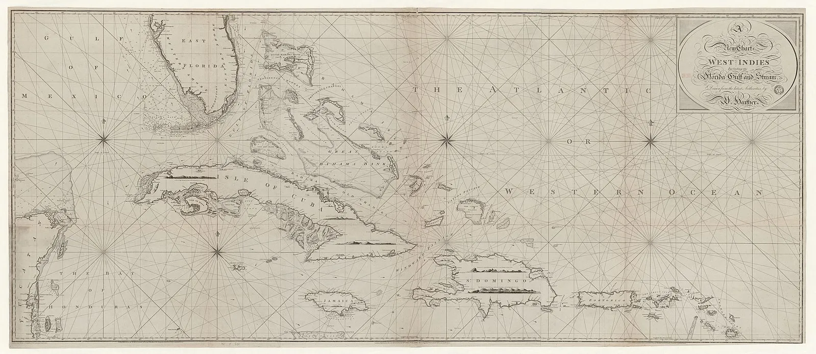 A new chart of the West Indies including the Florida gulf and stream by W. Heather, 1797. Source: Bibliothèque nationale de France