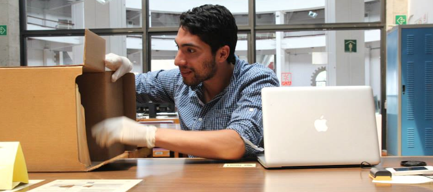 Student doing archival research