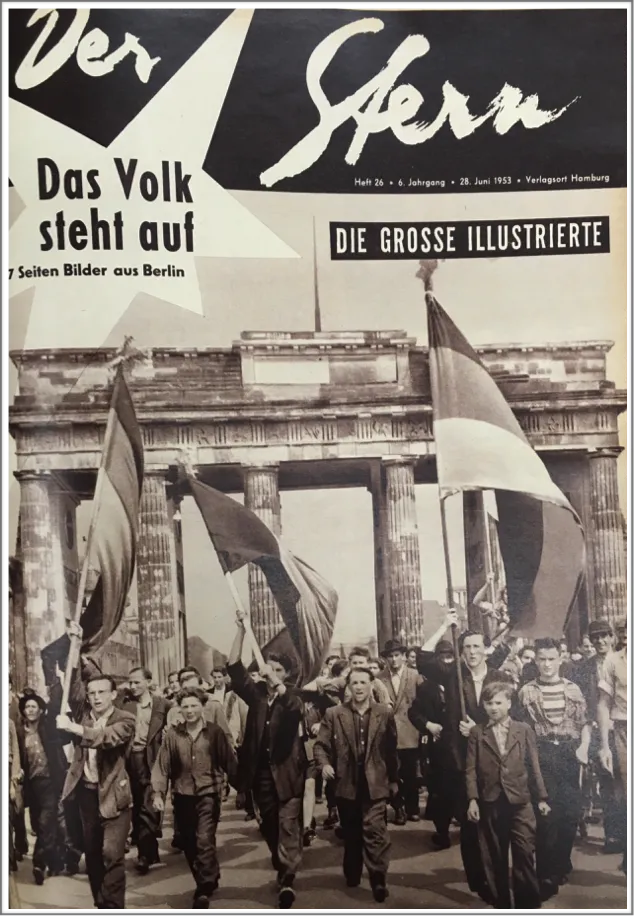 Protestors during the East German Uprising of 1953 on the cover of stern. Source: stern, June 28, 1953.