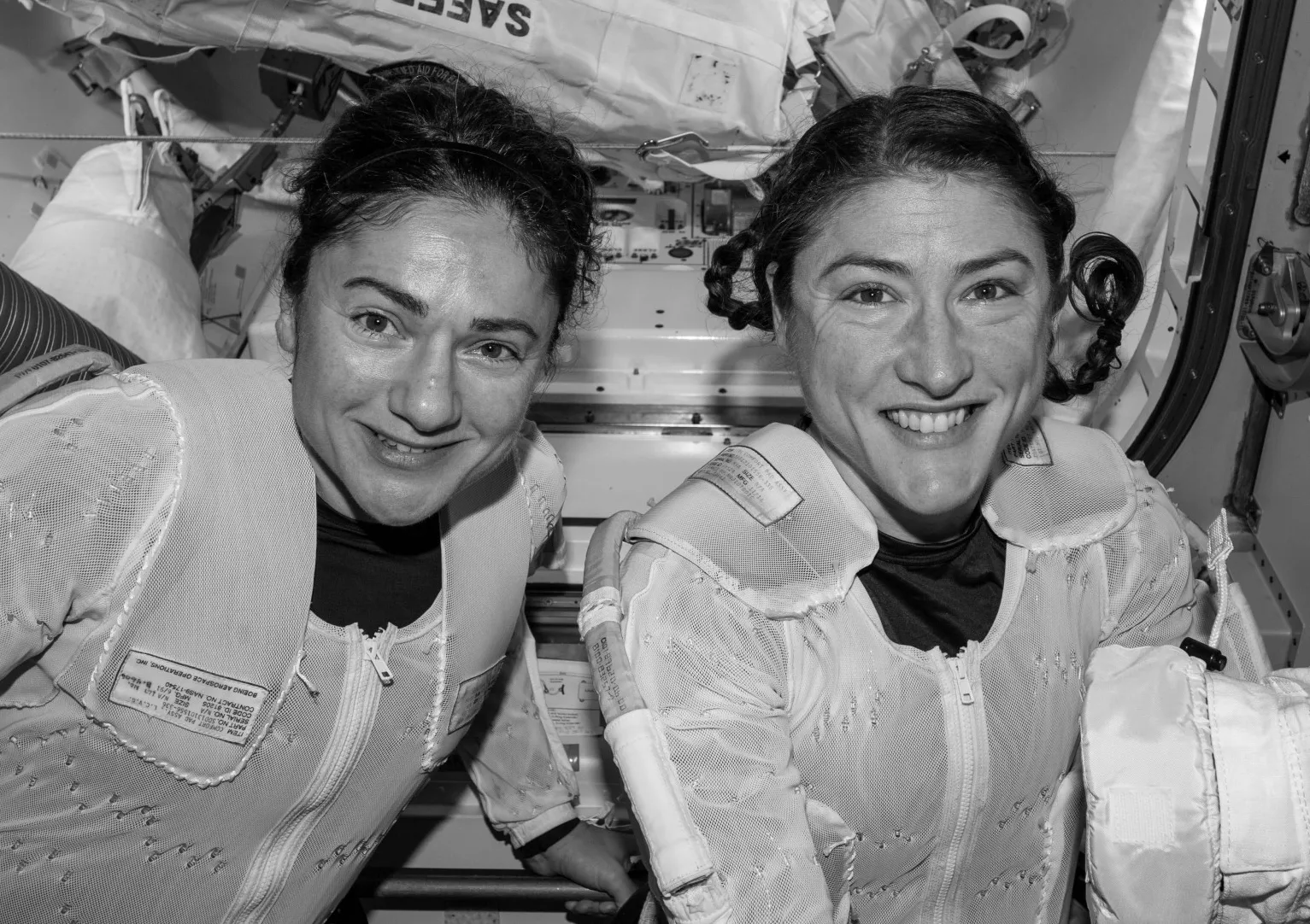 First all-female space walk: Jessica Meir (left) and Christina Koch (right).