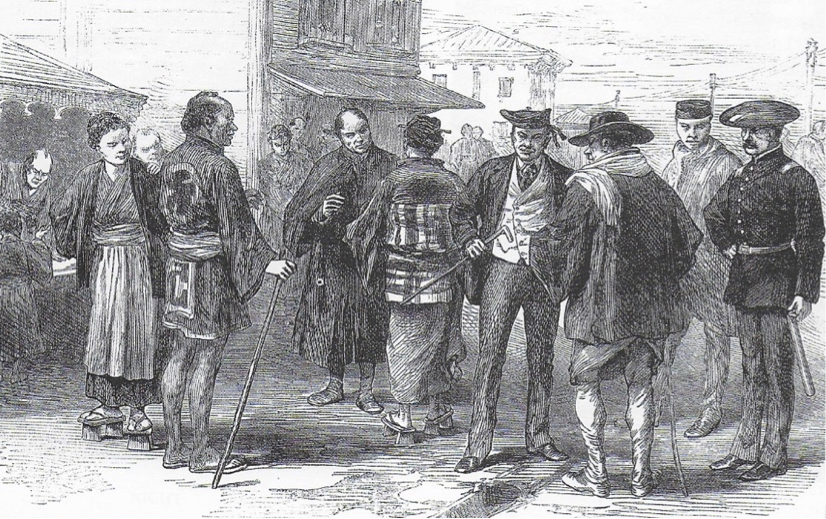 “The Old and the New, or Change of Costume in Japan." Source: London Illustrated News, November 8th 1873.