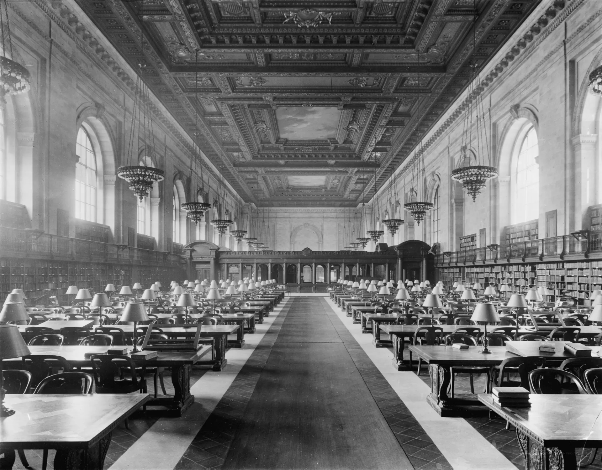 Main Reading Room of the New York City Public Library on 5th Avenue