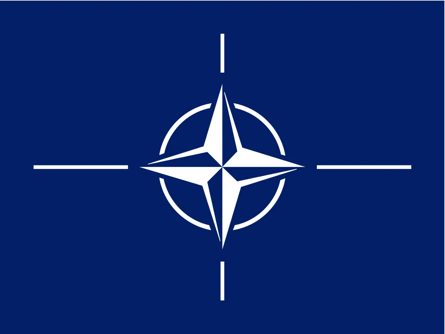 The flag of the North Atlantic Treaty Organization (NATO). Source: Wikimedia Commons, Public domain.