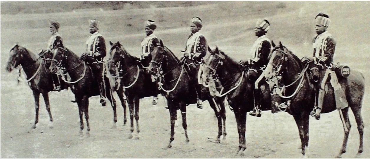 Types of H.H’s African Guards, 1898. Source: Glimpses of the Nizam's Dominions: Being An Exhaustive Photographic History of the Hyderabad State, Deccan, India.