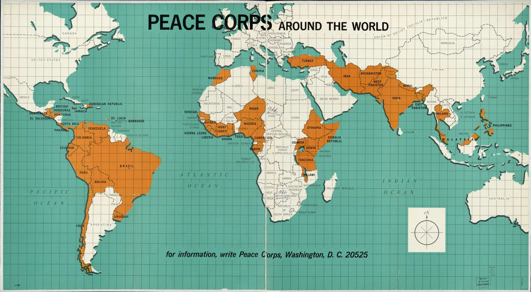 Peace Corps around the world, 1966. Source: Library of Congress