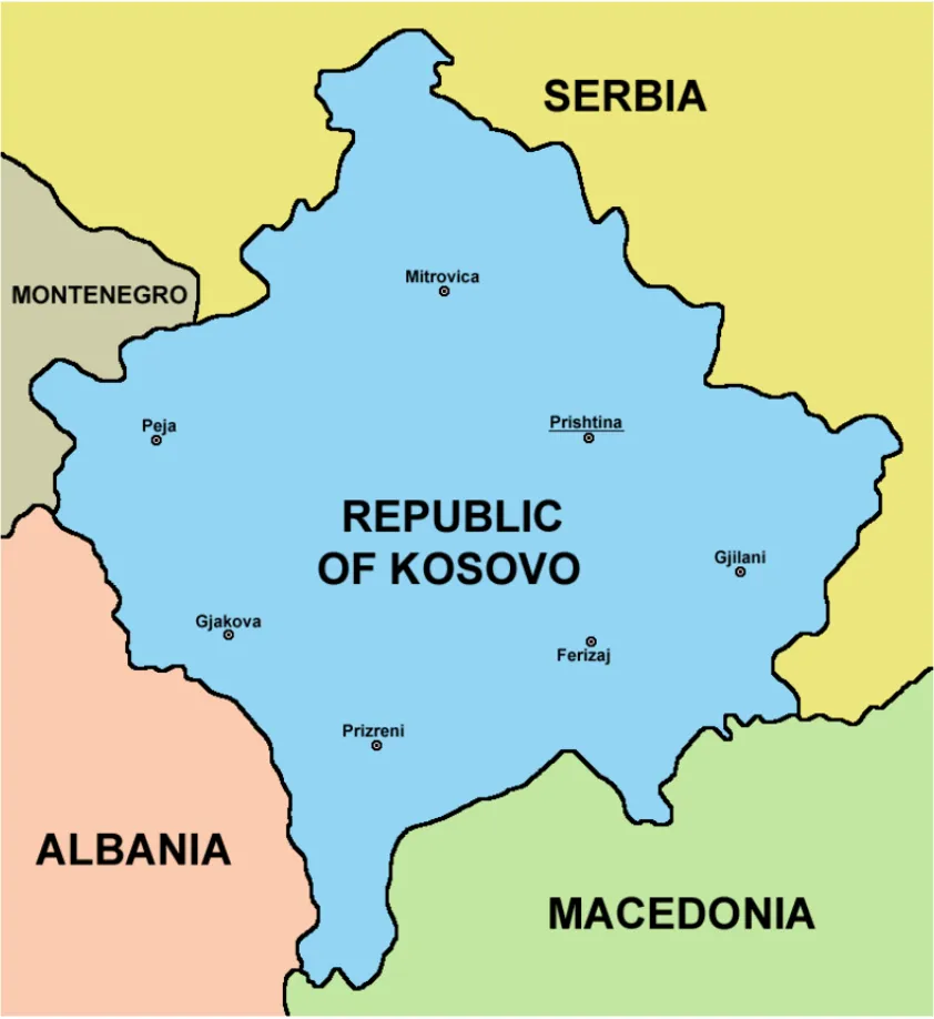 Map of the self-proclaimed Republic of Kosovo. Source: PANONIAN, on Wikimedia Commons. CC0.