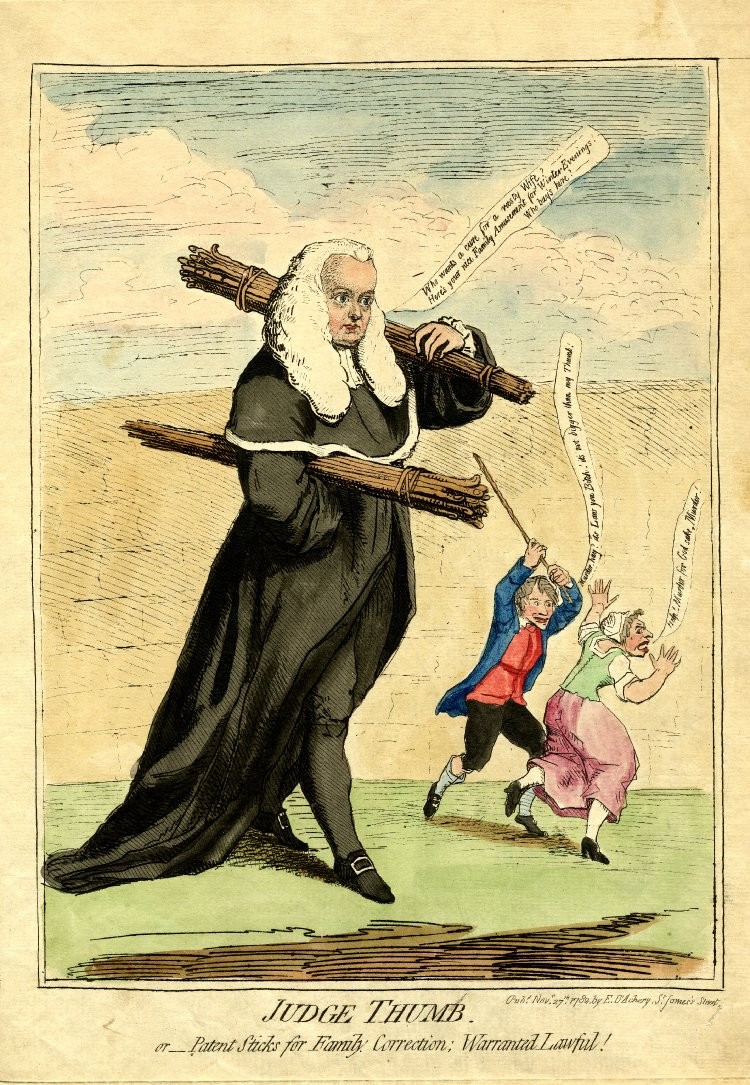"Judge Thumb, or - patent sticks for family correction: warranted lawful!" Source: British Museum.