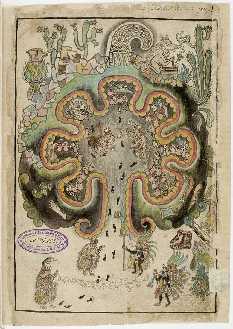 From the "Historia Tolteca chicimeca" Source: https://commons.wikimedia.org/wiki/File:ToltecaChichimeca_Chicomostoc.jpg